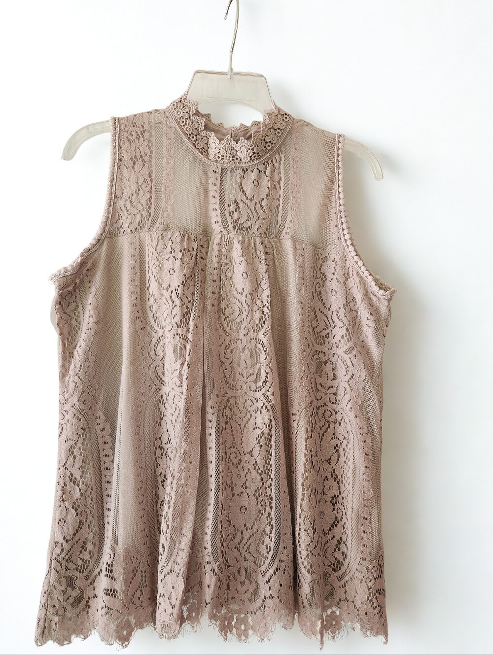 Luna Rae Mauve/Blush/Dusty Pink Boho Chic Lace Sleeveless Blouse - SZL